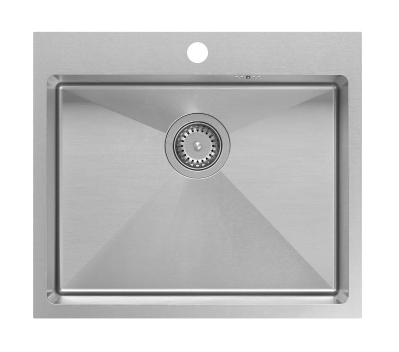 Aquadesign Clara Chiuvetă Inox 55x48cm Montaj pe Blat sau Încorporat cu Zonă pentru Baterie și Dop Inox - 1208967756