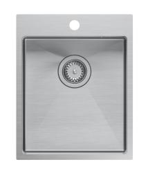Aquadesign Clara Chiuvetă din Oțel Inoxidabil 40x50cm Montare pe Blat sau la Nivel cu Blatul, cu Banc de Robinet și Dop din Oțel Inoxidabil - 1208967757