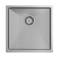 Aquadesign Zara Chiuvetă din oțel inoxidabil 44x44cm Montaj sub blat, Montaj la același nivel și Montaj deasupra blatului cu dop din oțel inoxidabil - 1208967760