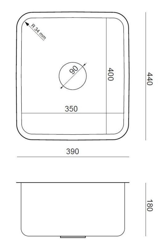Aquadesign Oxford chiuvetă din inox 35x40cm montare sub blat cu dop din inox - 1208967761