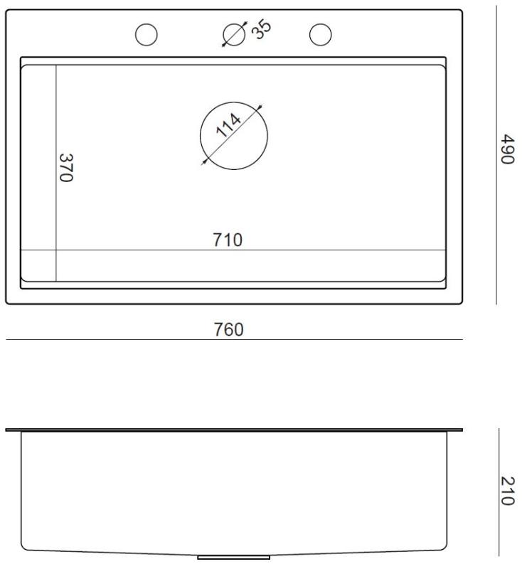 Aquadesign Vesta Chiuvetă din Oțel Inoxidabil 76x49cm Montaj pe Blat și Încadrat la Nivel cu Banc de Orificii pentru Robinet, inclusiv Dop din Oțel Inoxidabil și Accesorii - 1208967762