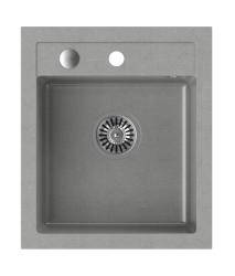 Quadri Londra Granit Gri Chiuvetă 43x50cm cu Bancă pentru Robinete și Dop din Inox - 1208967765