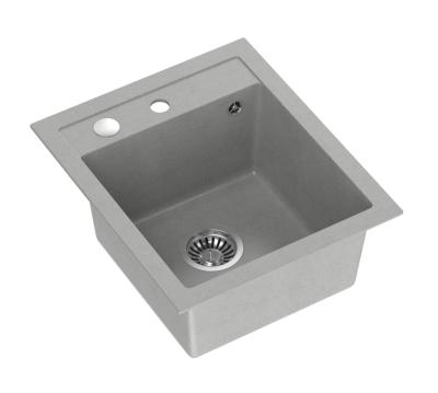 Quadri Londra Granit Gri Chiuvetă 43x50cm cu Bancă pentru Robinete și Dop din Inox - 1208967765