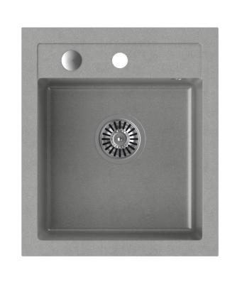 Quadri Londra Granit Gri Chiuvetă 43x50cm cu Bancă pentru Robinete și Dop din Inox - 1208967765