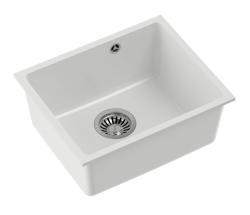 Quadri Elston Alb Chiuvetă de granit sub blat 420x335mm cu dop din inox 1208967776