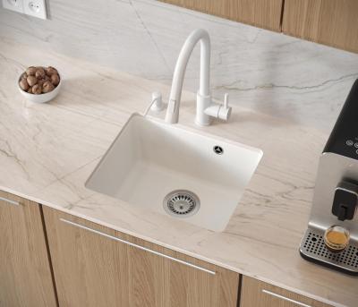 Quadri Elston Alb Chiuvetă de granit sub blat 420x335mm cu dop din inox 1208967776