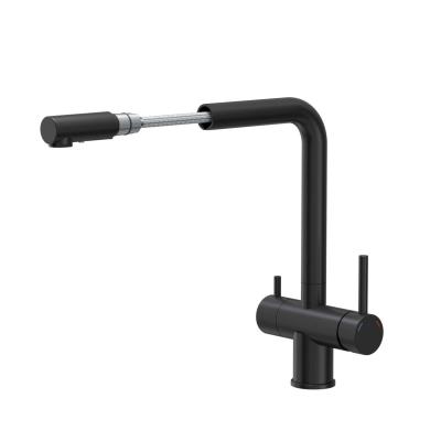 Quadri Ellesmere Chiuvetă Baterie de Bucătărie Neagră cu 3 căi, cu o conexiune suplimentară pentru apă filtrată 1208967780
