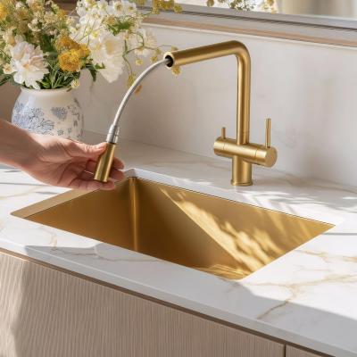 Quadri Ellesmere Baterie de bucătărie PVD Aur 3-căi cu conexiune suplimentară pentru apă filtrată 1208967781