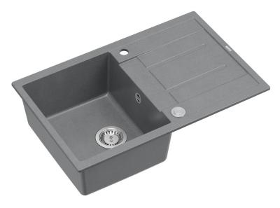 Quadri Sheffield Chiuvetă de Granit Gri cu Montaj pe Blat 78x50cm cu Scurgător și Dop din Oțel Inoxidabil - 1208967793
