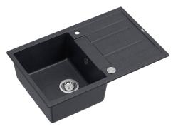 Quadri Sheffield Antracit Granit Chiuvetă de Supraetajare 78x50cm cu Zonă de Scurgere și Dop din Inox - 1208967794