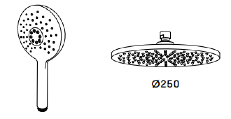 Combinație de duș termostatică Waterevolution Flow cu duș de ploaie PVD auriu White Gold 250mm rotund T141TNR25WGE