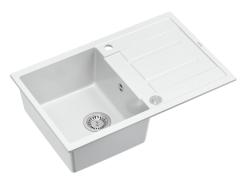 Quadri Sheffield Chiuvetă de Granit Albă 78x50cm cu Scurgător și Dop din Inox - 1208967798