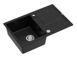 Quadri Sheffield Chiuvetă Neagră din Granit cu Montare pe Blat 78x50cm cu Scurgător și Dop din Oțel Inoxidabil - 1208967805