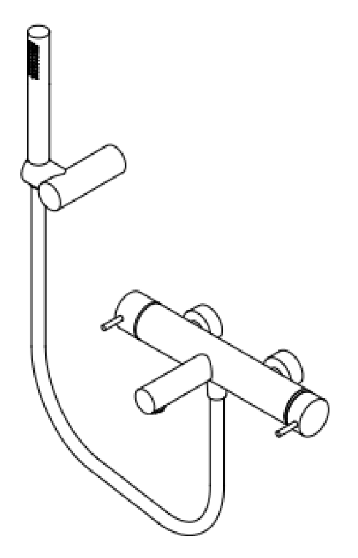 Waterevolution Flow kraan de duș cu două căi, cu duș de mână, alb, model T130NBR