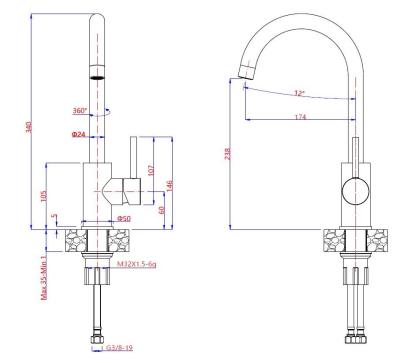 Quadri Kendal Set cu Baterie de Bucătărie, Dispenser de Lichide și Chiuvetă din Granit Antracit Auriu 60x44 cm cu Scurgător și Dop și Preaplin Aurii - 1208967843