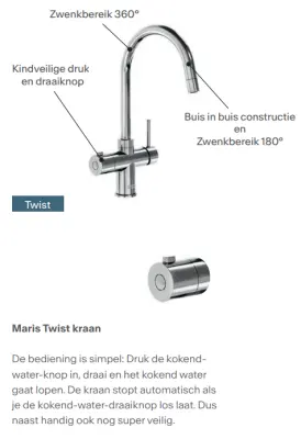 Franke Maris water hub boiler de 4L 3-1 cu robinet de apă clocotită mecanic Twist din oțel inoxidabil 160.0711.523