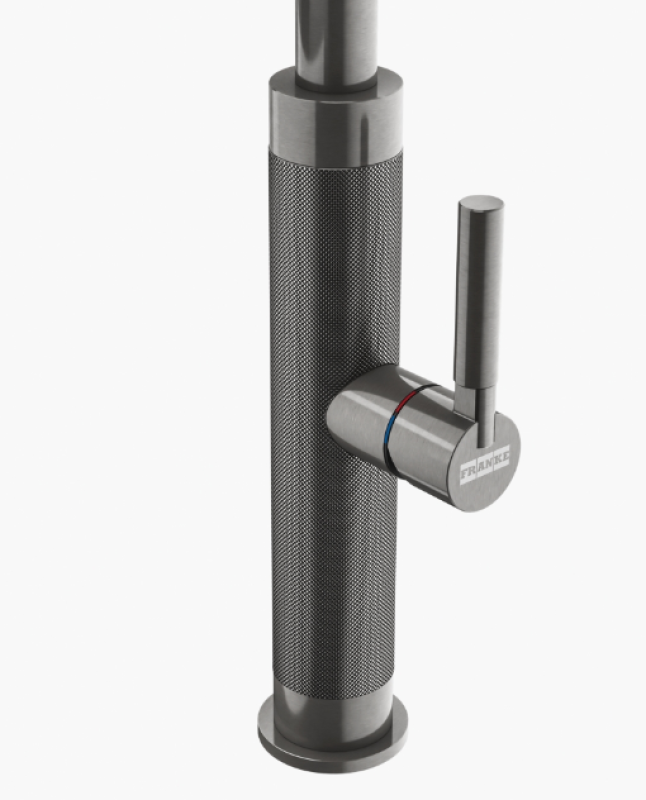 Franke Mythos Masterpiece Baterie de bucătărie Antracit cu gura de scurgere în formă de J și duș extractibil - 115.0711.555