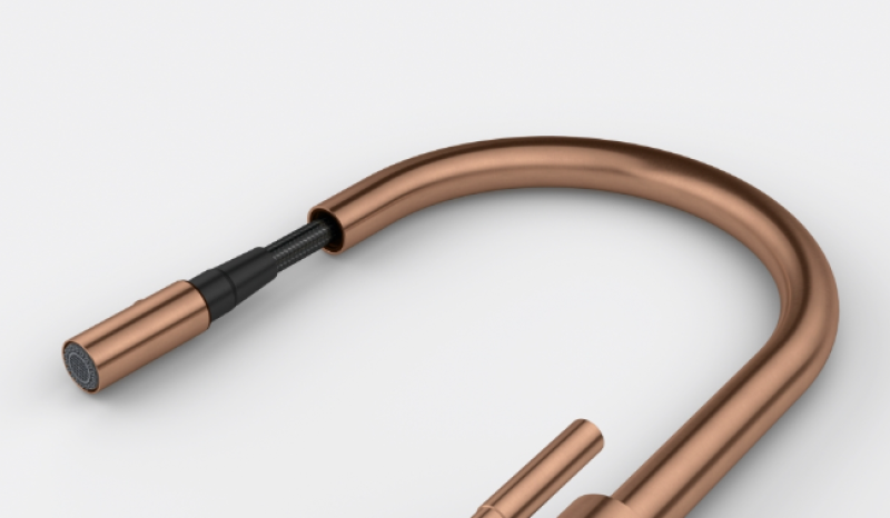 Franke Mythos Masterpiece Robinet de bucătărie Cupru cu gura de scurgere în formă de J și duș extractibil - 115.0711.557