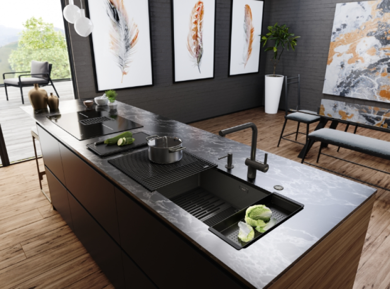 Franke Mythos Masterpiece BXM 210.68 Chiuvetă mare Gun Metal PVD Antracit 685x410mm Instalare la același nivel și sub blat - 127.0676.885