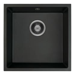 GraniteMy Universal Chiuvetă din Granit Negru 40x40 cm negru montaj pe blat, submontaj și montaj la nivel cu dop Gun metal 1208967906