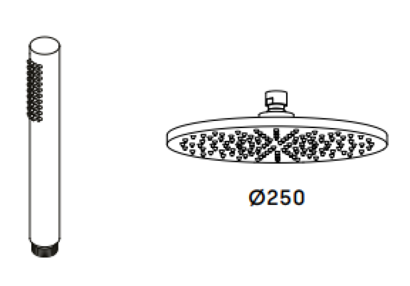 Waterevolution Flow drieweg douchemengkraan met hand- en hoofddouche Zwart 250 mm T131N25PR