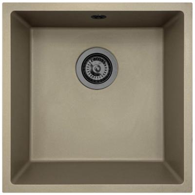 GraniteMy Universal Taupe Chiuvetă din granit 40x40 cm montaj pe blat, sub blat și la același nivel cu blatul cu dop gun metal - 1208967913