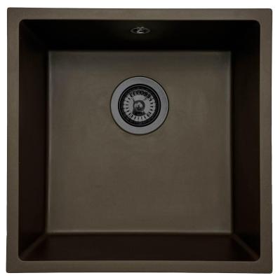 GraniteMy Universal Café Granieten Spoelbak 40x40 cm opbouw, onderbouw en vlakbouw met gun metal plug - 1208967917