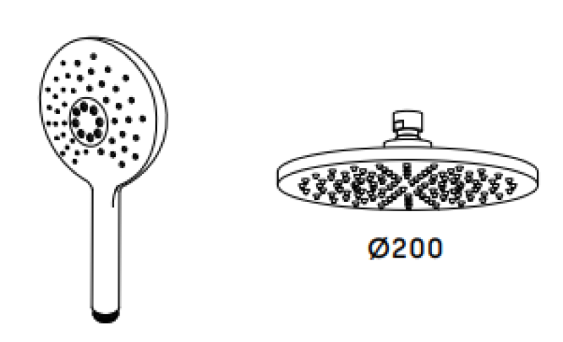 Waterevolution Flow drieweg-douchemengkraan met hoofddouche en ronde handdouche gun metal T131NRGME