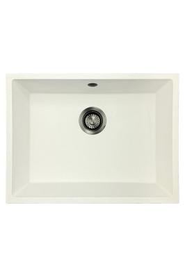 GraniteMy Universele Granieten Witte Spoelbak 55x40 cm opbouw, onderbouw en vlakbouw met gun metal plug- 1208967933