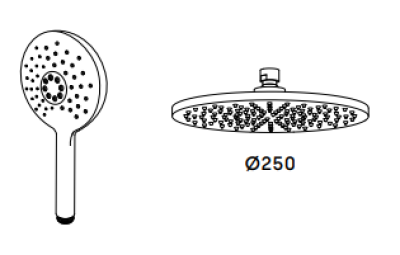 Waterevolution Flow drie-weg douchemengkraan met hoofddouche diameter 250mm en ronde handdouche RVS T131NR25IE

Traducerea textului în română:

Baterie de duș cu trei căi Waterevolution Flow 