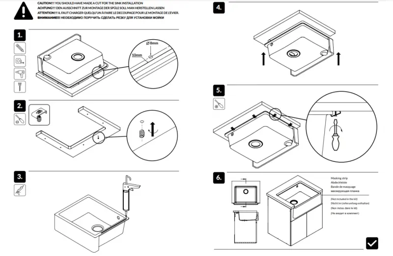 GraniteMy Tradition Chiuvetă de Bucătărie Rustică din Granit 60x48 cm Albă Montare sub Blat și la Nivel cu Blatul cu Dop Negru 1208967940