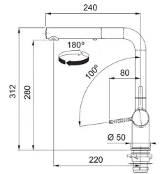 Franke Active L Robinet de Bucătărie Onyx cu Duș Extractibil 115.0653.384