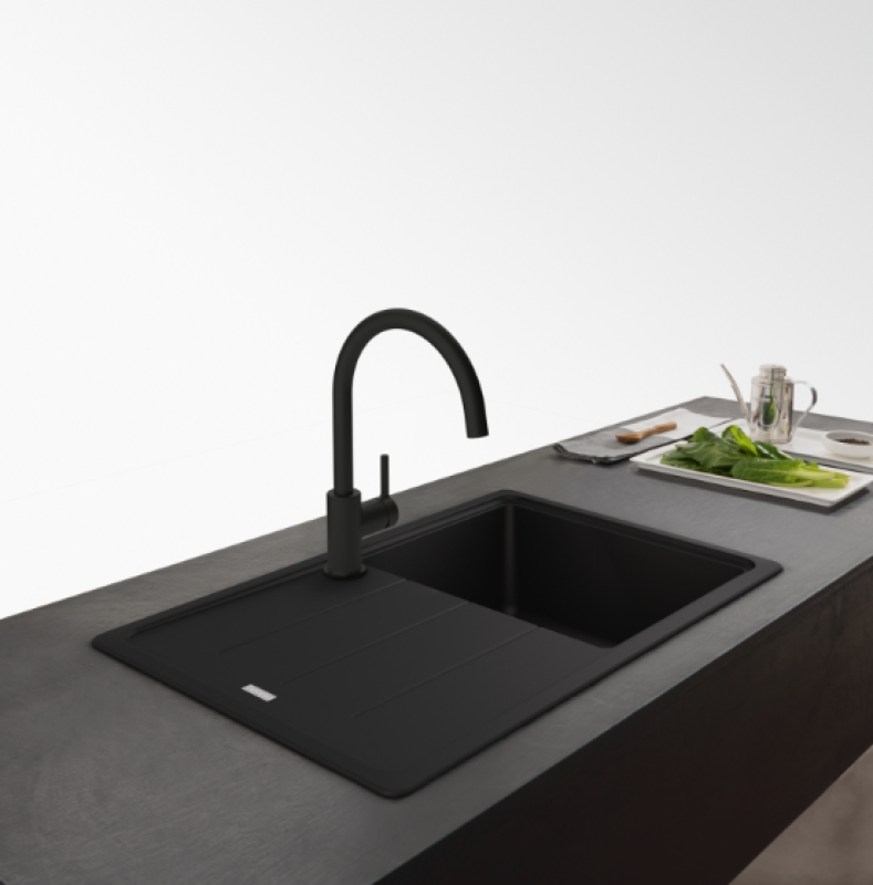Franke Lina XL Robinet de bucătărie negru cu gura de scurgere rotativă 115.0626.019
