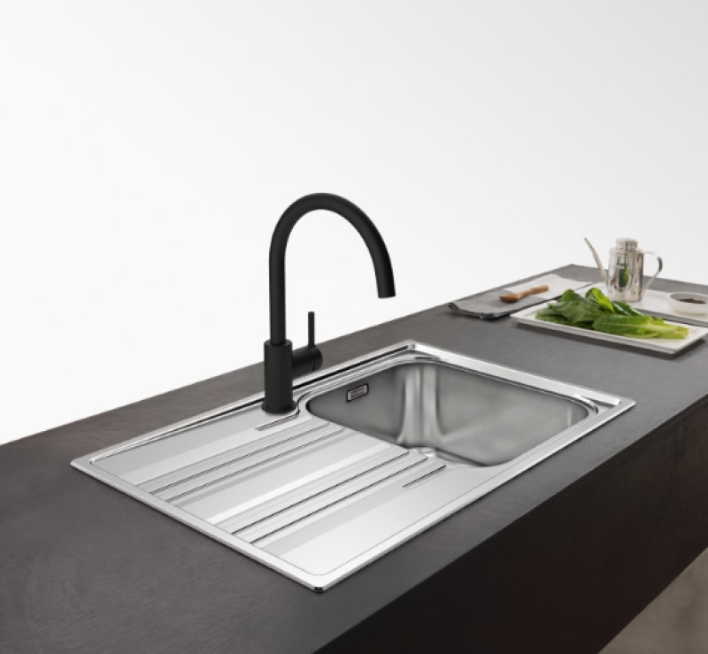 Franke Lina XL Robinet de bucătărie negru cu gura de scurgere rotativă 115.0626.019