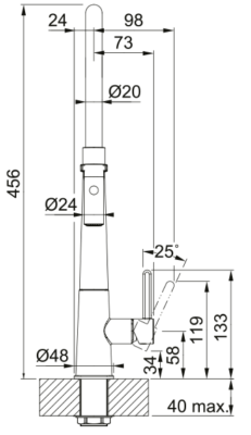 Franke Icon Monocomandă Baterie de Bucătărie cu Duș Flexibil, Negru 115.0690.598