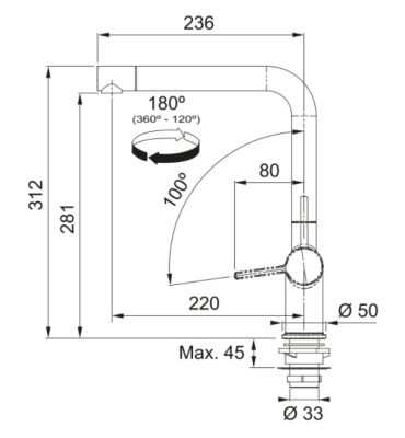 Franke Active Twist Monocomandă Robinet de Bucătărie Inox cu Gura Fixă și Control Integrat al Deșeurilor 115.0653.504