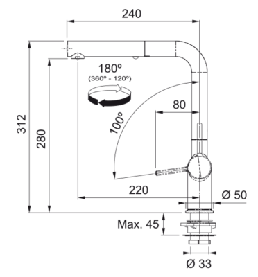 Franke Active Twist Robinet Monocomandă din Inox cu Gură de Scurgere Extensibilă și Funcție Integrată de Operare a Deșeurilor 115.0653.505