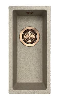 GraniteMy Universal granit bej nisip mic lavoar 17x40 cm montare pe blat, sub blat și la același nivel cu blatul cu dop de cupru 1208968004