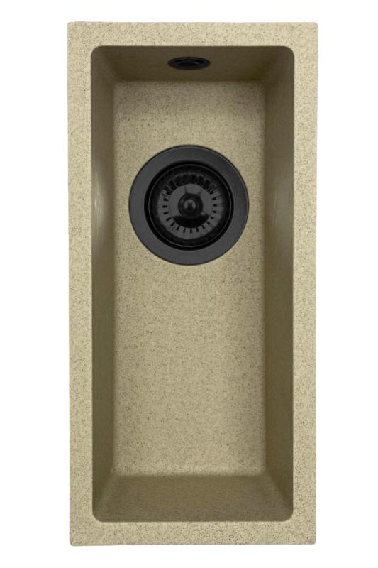 GraniteMy Universal granit bej nisip chiuvetă mică 17x40 cm montaj pe blat, sub blat și la nivel cu blatul cu dop negru 1208968005