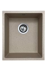 GraniteMy Universele granieten beige zand spoelbak 34x40 cm opbouw onderbouw en vlakbouw met roestvrijstalen plug 1208968007