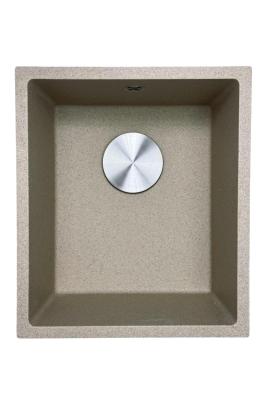 GraniteMy Universele granieten beige zand spoelbak 34x40 cm opbouw onderbouw en vlakbouw met roestvrijstalen plug 1208968007