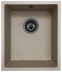 GraniteMy Universal chiuvetă de granit bej nisipos 34x40 cm montare pe blat, sub blat și la nivel cu blatul cu dop gun metal 1208968011