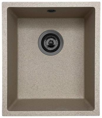 GraniteMy Universal chiuvetă de granit bej nisipos 34x40 cm montare pe blat, sub blat și la nivel cu blatul cu dop gun metal 1208968011
