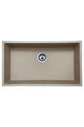 GraniteMy Universele granieten beige zand spoelbak 74x40 cm opbouw onderbouw en vlakbouw met rvs plug 1208968017