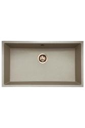 GraniteMy Universele granieten beige zand spoelbak 74x40 cm opbouw onderbouw en vlakbouw met koperen plug 1208968019