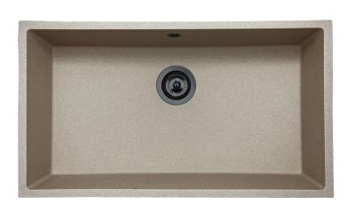 GraniteMy Universele granieten beige zand spoelbak 74x40 cm opbouw onderbouw en vlakbouw met gun metal plug 1208968021