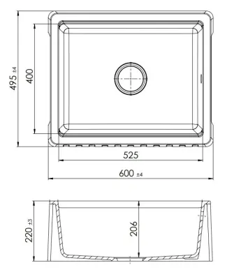 GraniteMy Tradition Chiuvetă de Bucătărie Rustică - Cuva Dublă din Granit 60x48 cm Alb montaj sub blat cu dop Alb 1208968025