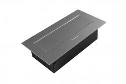 Priză pentru mobilier 2x priză cu împământare, USB A+C, cablu de alimentare cu mufă, alu