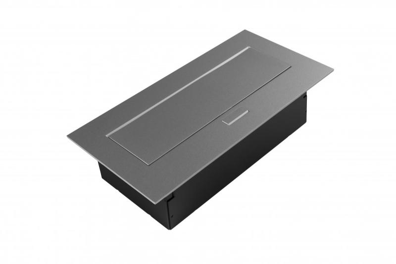 Priză pentru mobilier 2x priză cu împământare, USB A+C, cablu de alimentare cu mufă, alu