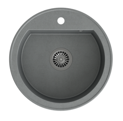 Quadri Norwich Chiuvetă Rotundă din Granit Gri 51 cm Montare pe Blat - 1208969496